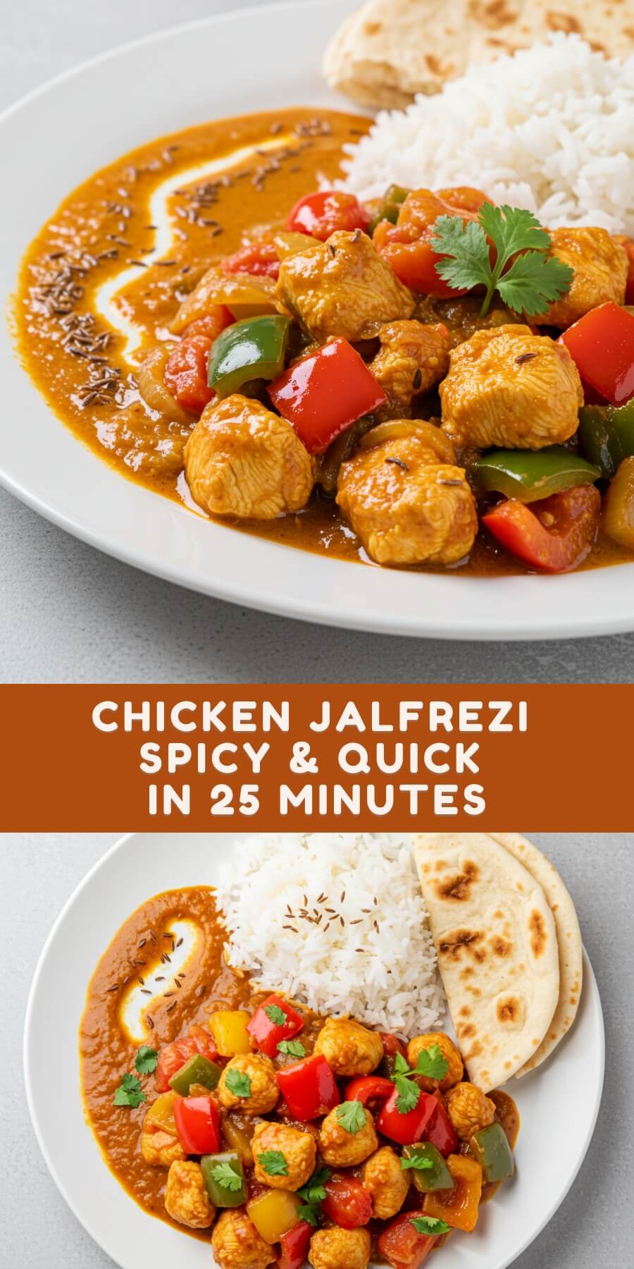 This vibrant Chicken Jalfrezi is stir-fried with bell peppers, onions, tomatoes, and fragrant spices—deliciously ready in just 25 minutes. A quick curry that feels restaurant-level!