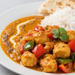 This vibrant Chicken Jalfrezi is stir-fried with bell peppers, onions, tomatoes, and fragrant spices—deliciously ready in just 25 minutes. A quick curry that feels restaurant-level!