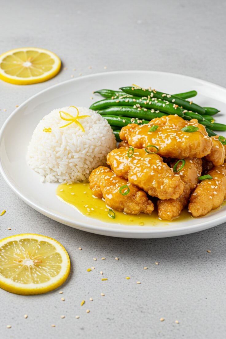 Golden, crispy chicken coated in a zesty lemon glaze—this Chinese lemon chicken is quick, fresh, and better than takeout in just 30 minutes!
