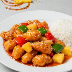 This one-pan sweet and sour chicken combines crispy chicken, colorful veggies, and zesty sauce—all in a single skillet for minimal cleanup and maximum flavor!