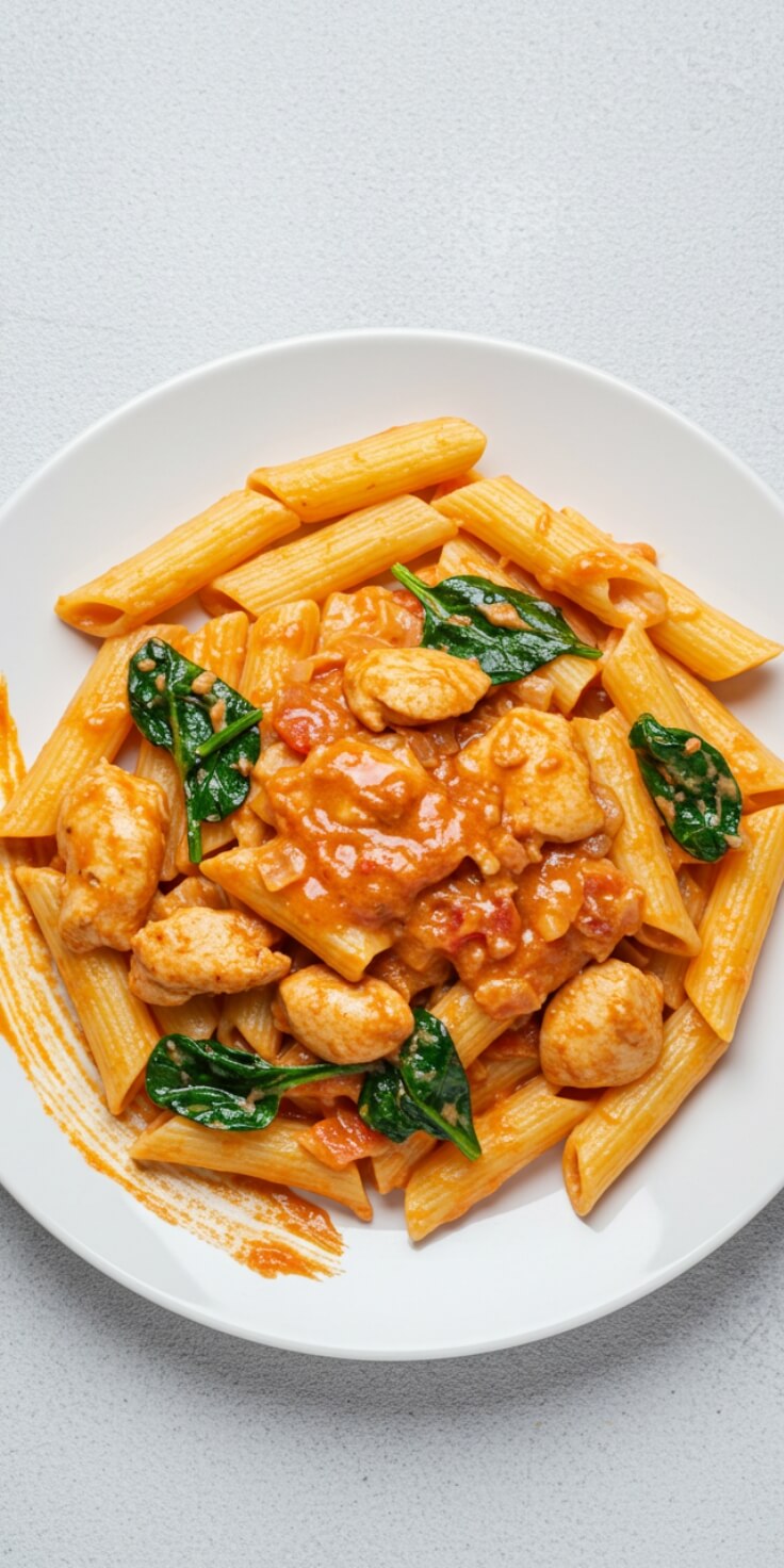 This Tuscan Chicken Pasta is creamy, garlicky, and packed with sun-dried tomatoes and spinach—perfect for cozy weeknights, date-night dinners, or impressing guests without stress.