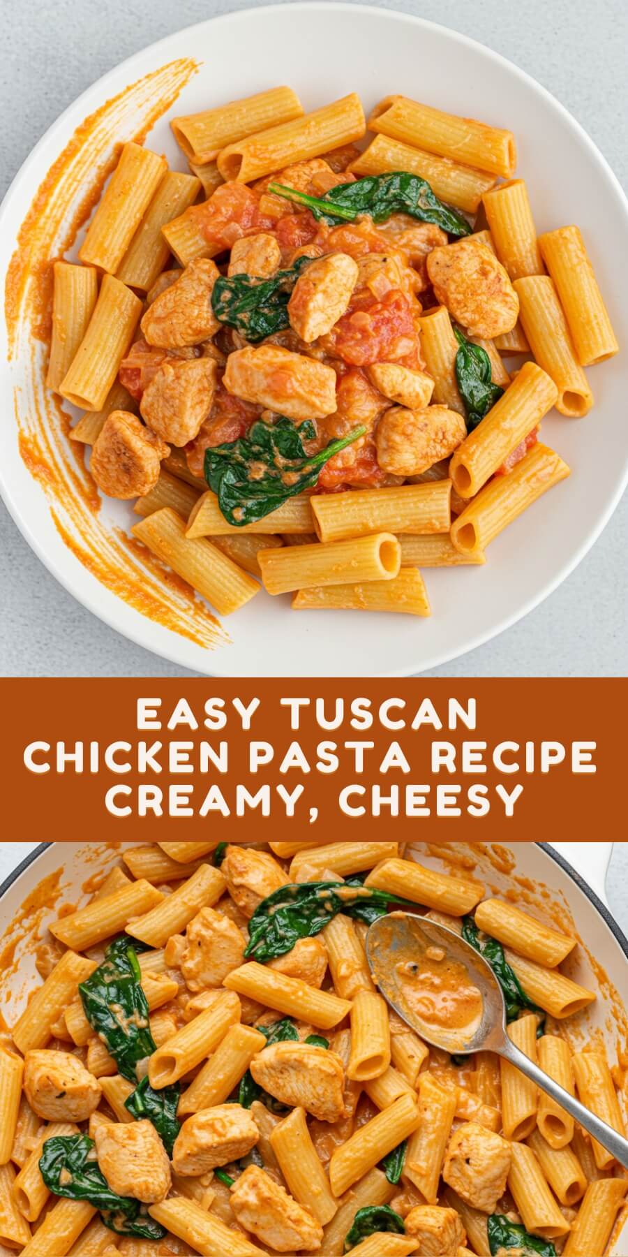 This Tuscan Chicken Pasta is creamy, garlicky, and packed with sun-dried tomatoes and spinach—perfect for cozy weeknights, date-night dinners, or impressing guests without stress.
