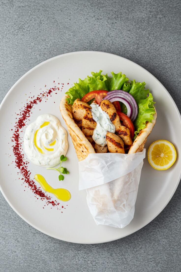 These Greek Chicken Gyros bring together marinated, tender chicken with fresh veggies and creamy tzatziki, all wrapped in soft pita bread.