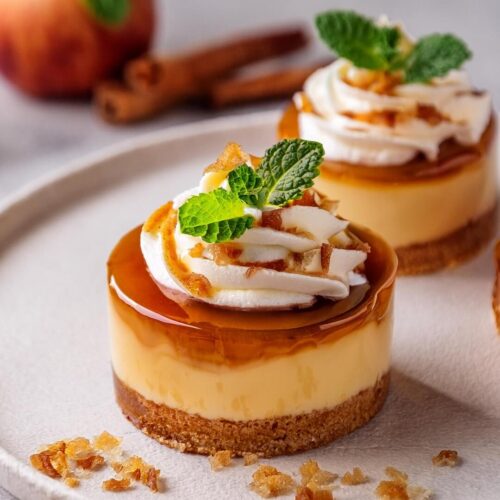 Mini Caramel Apple Cheesecakes are a delectable dessert that combines the tartness of apples, the creaminess of cheesecake, and the sweetness of caramel, all in a fun, bite-sized form. Perfect for parties, special occasions, or just as a sweet treat, these cheesecakes are sure to impress.