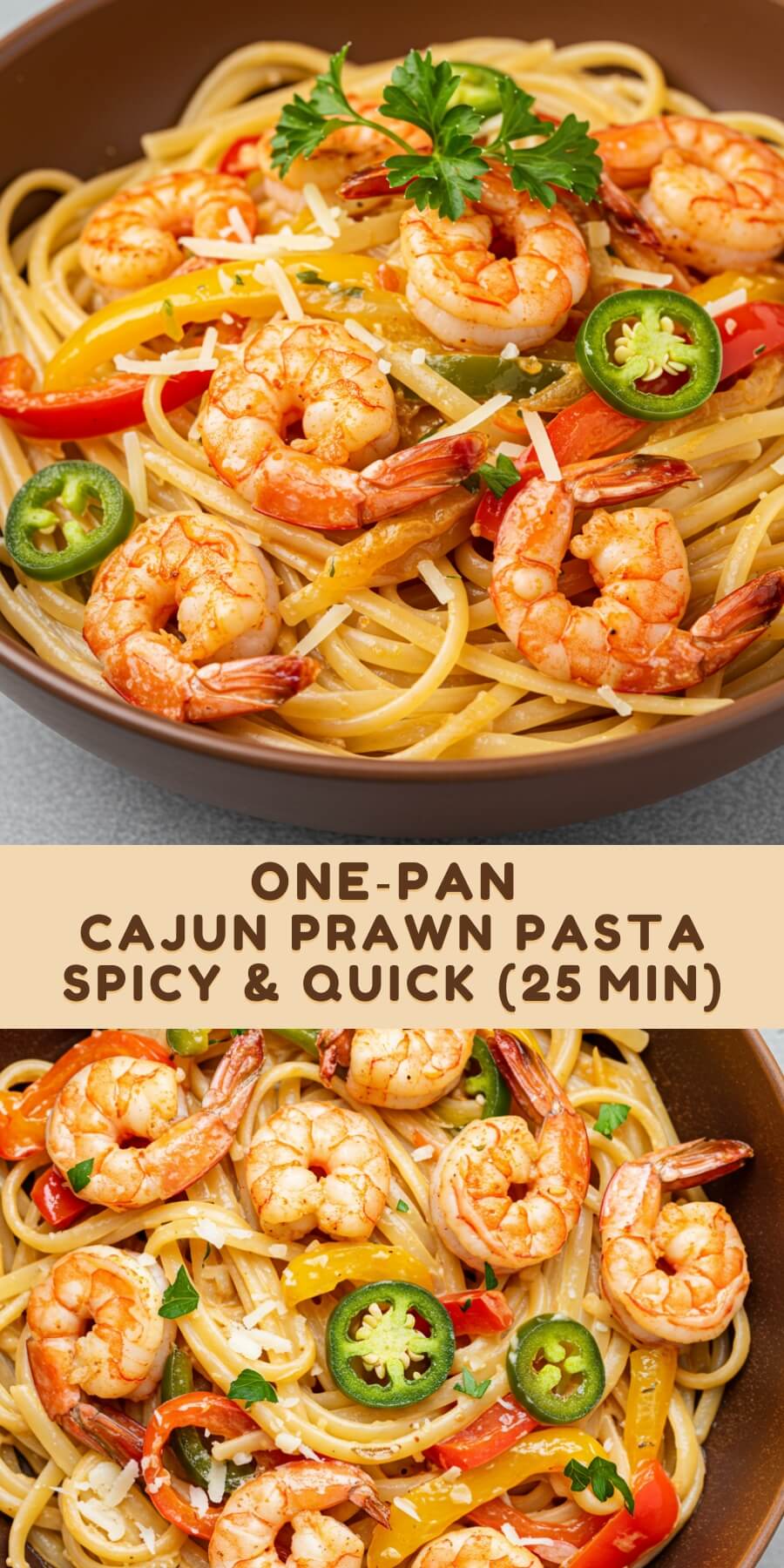 This easy Cajun prawn pasta delivers big flavor fast—prawns spiced with Cajun seasoning, creamy garlic sauce, veggies, and pasta all in under 25 minutes!