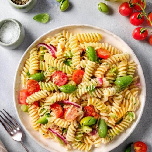 This Pasta Salad is packed with colorful, crunchy vegetables, creamy feta, and a zesty Italian dressing that ties it all together. It’s an ideal dish for gatherings, barbecues, or as a refreshing main on warmer days!