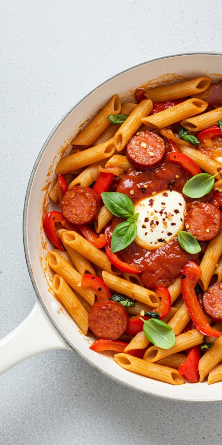 Turn up the heat with this Penne Arrabbiata! Smoky chorizo, melty mozzarella, and a bold chili-infused tomato sauce make this pasta unforgettable.