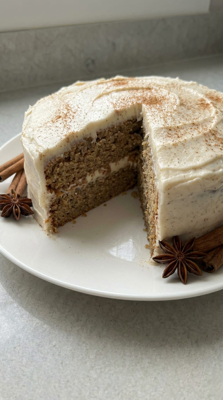 Chai Cake with Cinnamon Cream Cheese Frosting