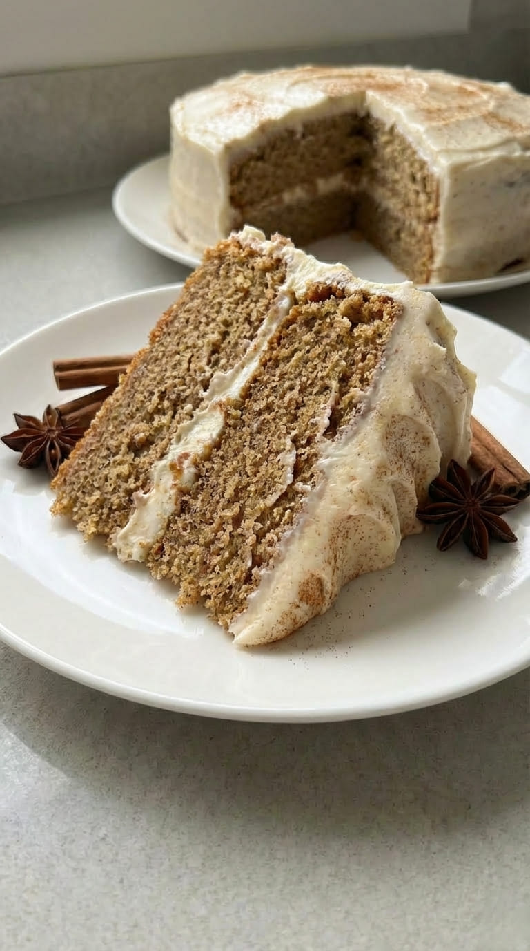 Chai Cake with Cinnamon Cream Cheese Frosting