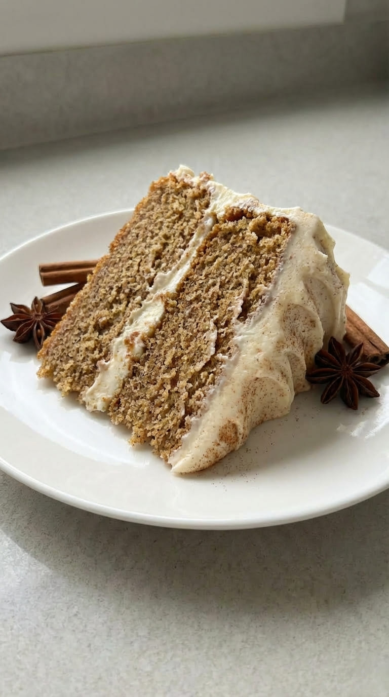 Chai Cake with Cinnamon Cream Cheese Frosting