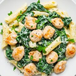 erfect for quick weeknight dinners, this Chicken Spinach Pasta comes together in one pan with tender chicken, garlic, creamy sauce, and wilted spinach. Fast, filling, and full of flavor.