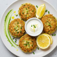 Savory chicken zucchini fritters packed with tender shredded chicken, fresh zucchini, and flavorful herbs—pan-fried to crispy perfection and ready in just 30 minutes!