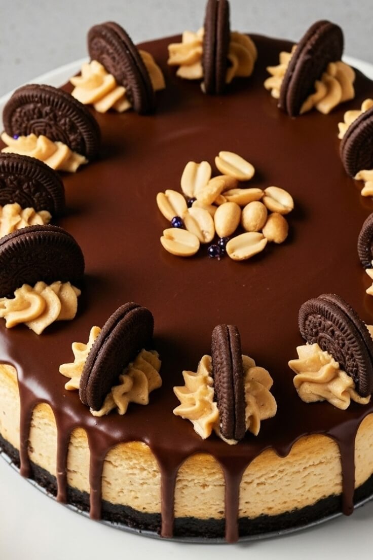 Peanut Butter Cheesecake with chocolate ganache is rich, creamy, and irresistibly smooth. Perfect for peanut butter lovers and special dessert nights.