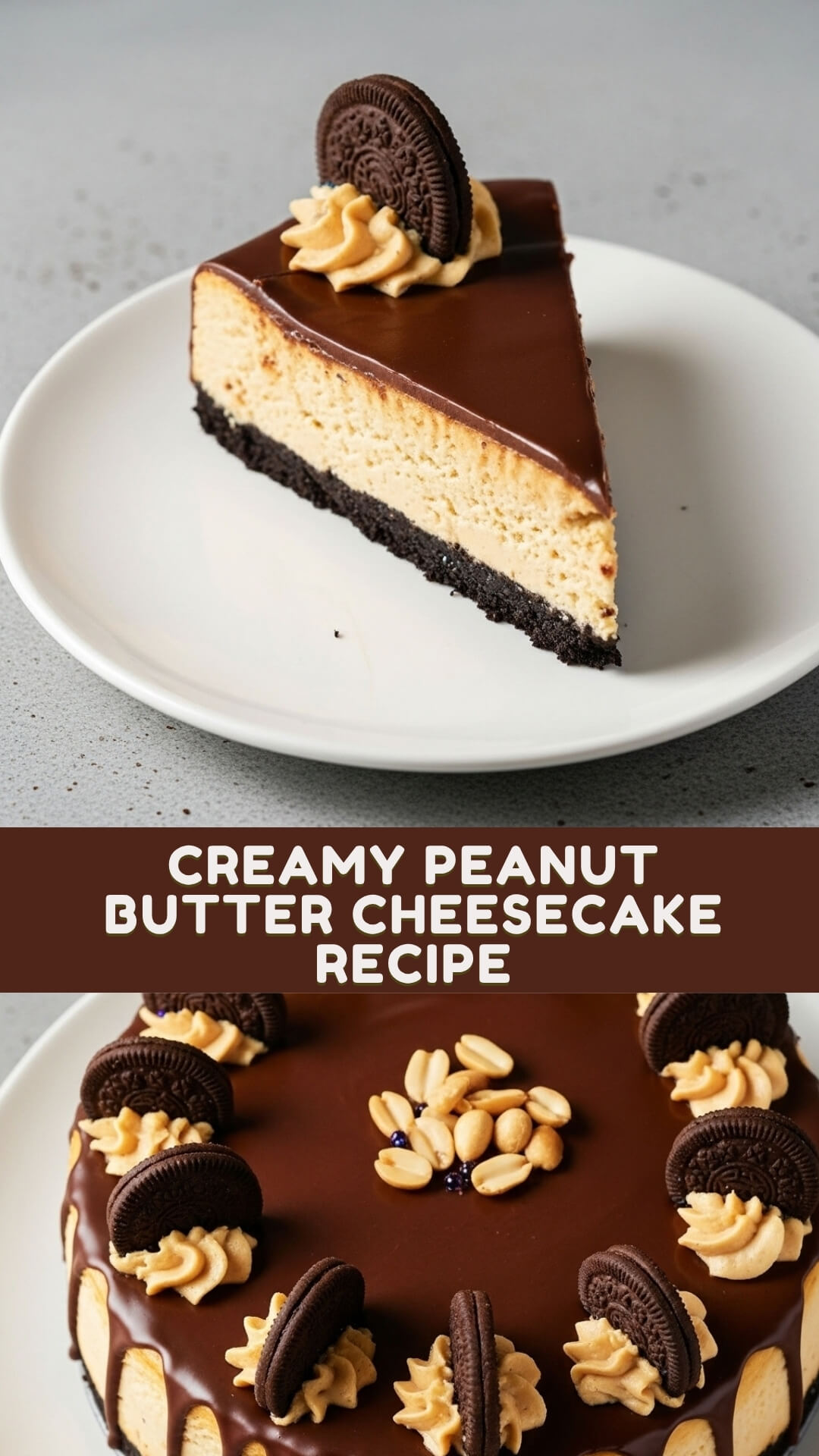 Peanut Butter Cheesecake with chocolate ganache is rich, creamy, and irresistibly smooth. Perfect for peanut butter lovers and special dessert nights.