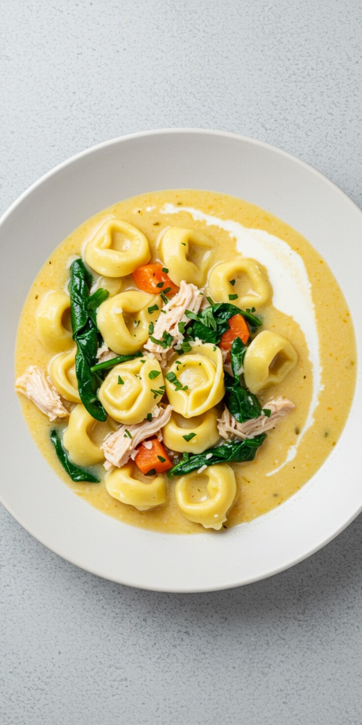 This Creamy Chicken Tortellini Soup is the definition of comfort—loaded with tender chicken, cheesy tortellini, and spinach in a rich broth, perfect for chilly nights, family dinners, or when you just need something warm and healing.