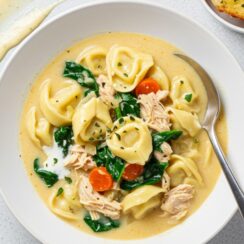 This Creamy Chicken Tortellini Soup is the definition of comfort—loaded with tender chicken, cheesy tortellini, and spinach in a rich broth, perfect for chilly nights, family dinners, or when you just need something warm and healing.