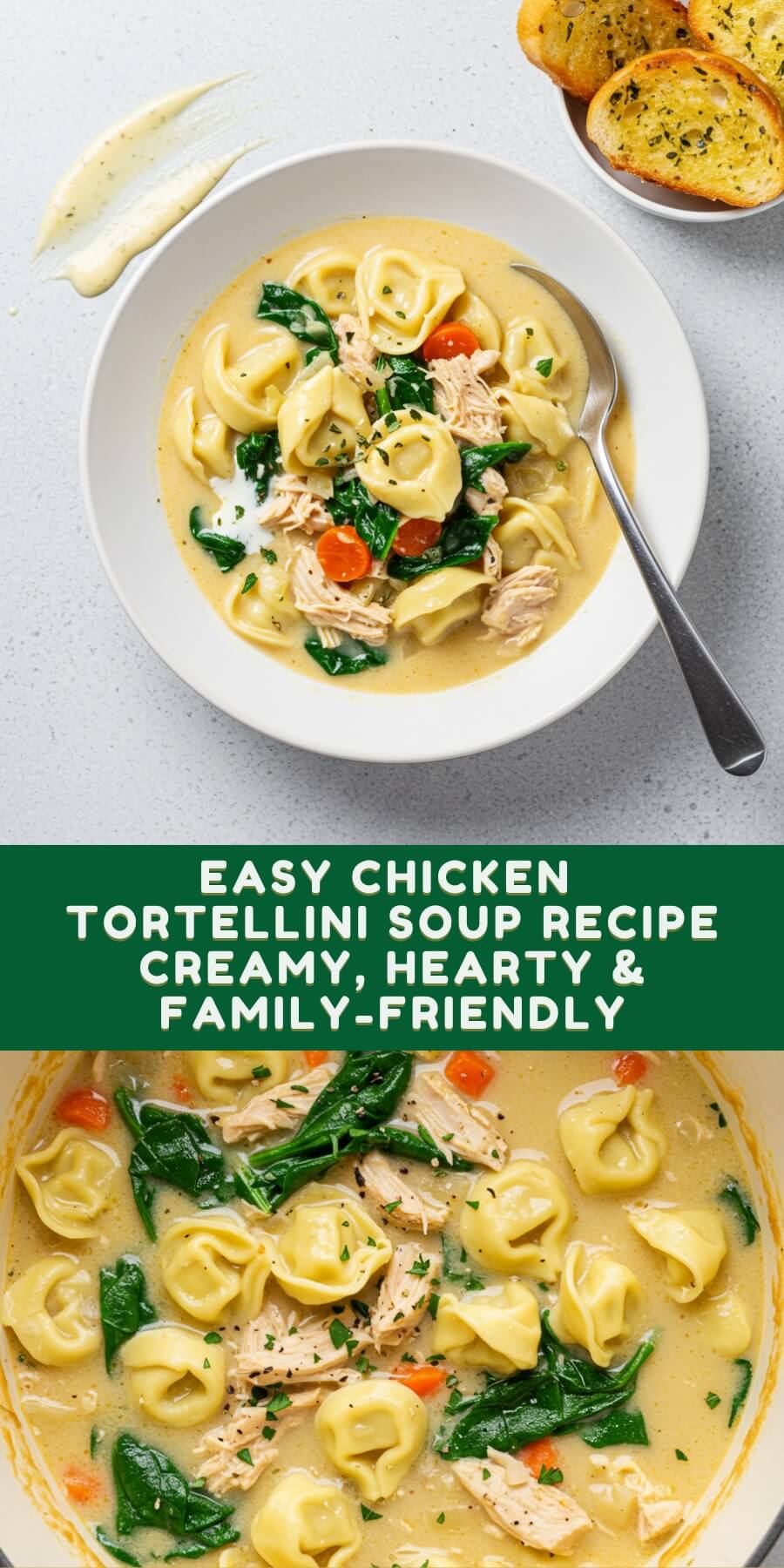 This Creamy Chicken Tortellini Soup is the definition of comfort—loaded with tender chicken, cheesy tortellini, and spinach in a rich broth, perfect for chilly nights, family dinners, or when you just need something warm and healing.