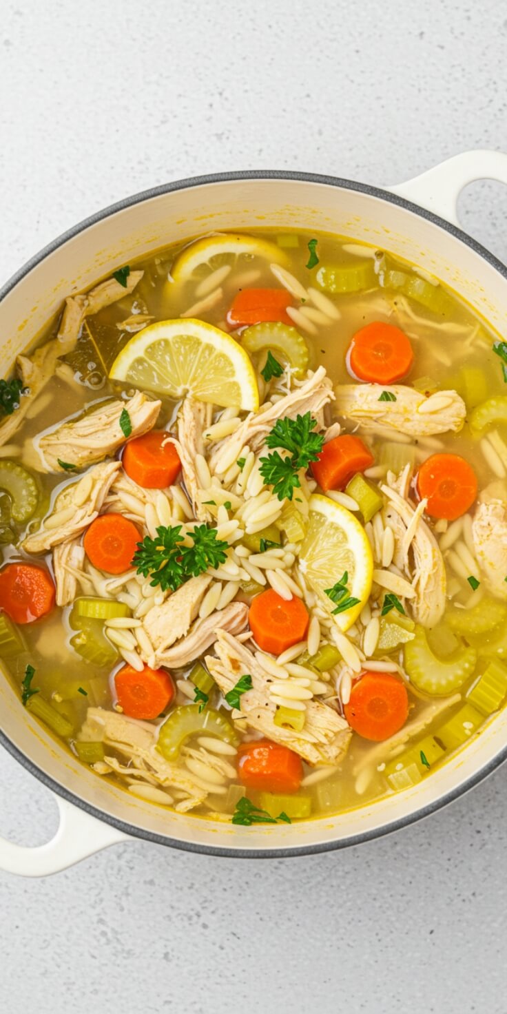 Easy Lemon Chicken Orzo Soup Recipe – Zesty, Cozy & Healthy