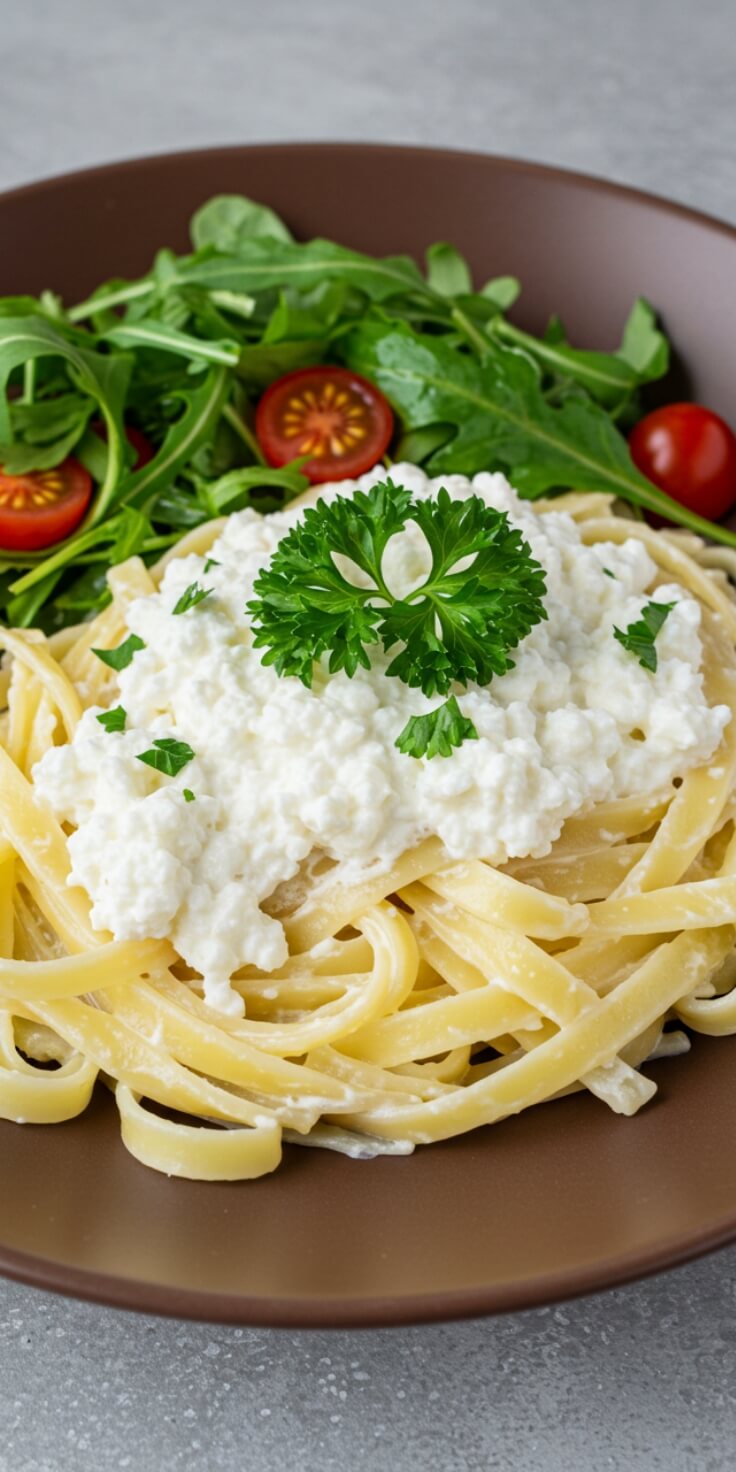 This Cottage Cheese Alfredo offers a lighter twist on the classic creamy pasta sauce. With simple ingredients like cottage cheese, milk, and Parmesan, it’s a guilt-free indulgence that’s packed with flavor and perfect for any pasta night.