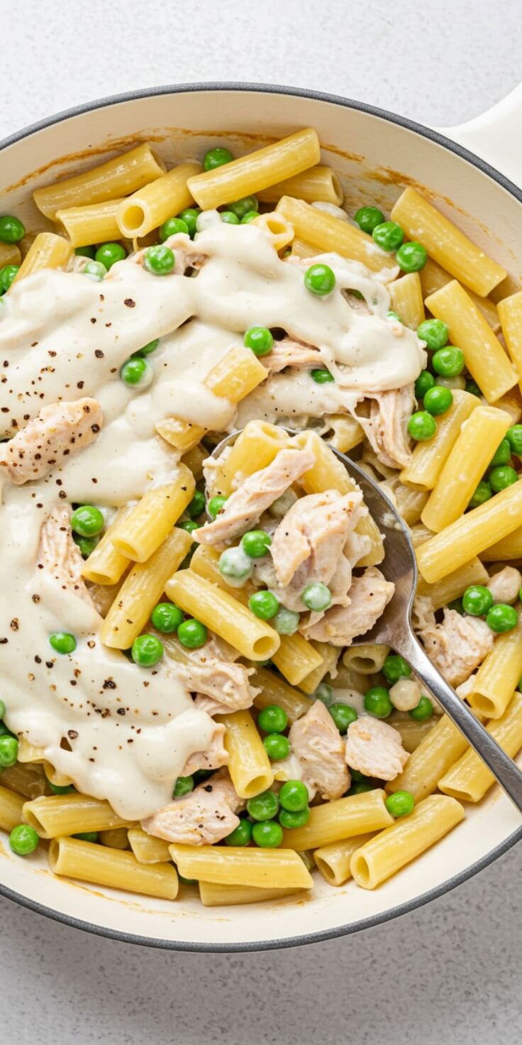 Perfect for a no-fuss dinner, this creamy Chicken Alfredo Pasta is made entirely in one skillet for easy cleanup and big flavor your whole family will love