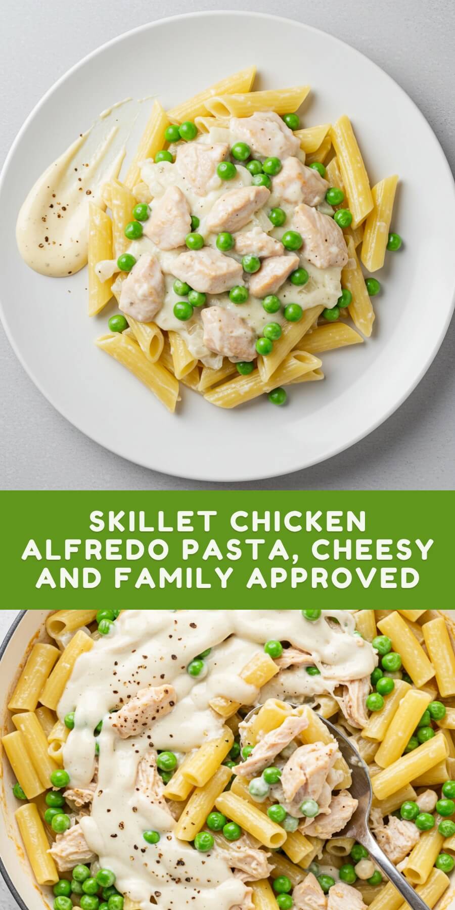 Perfect for a no-fuss dinner, this creamy Chicken Alfredo Pasta is made entirely in one skillet for easy cleanup and big flavor your whole family will love
