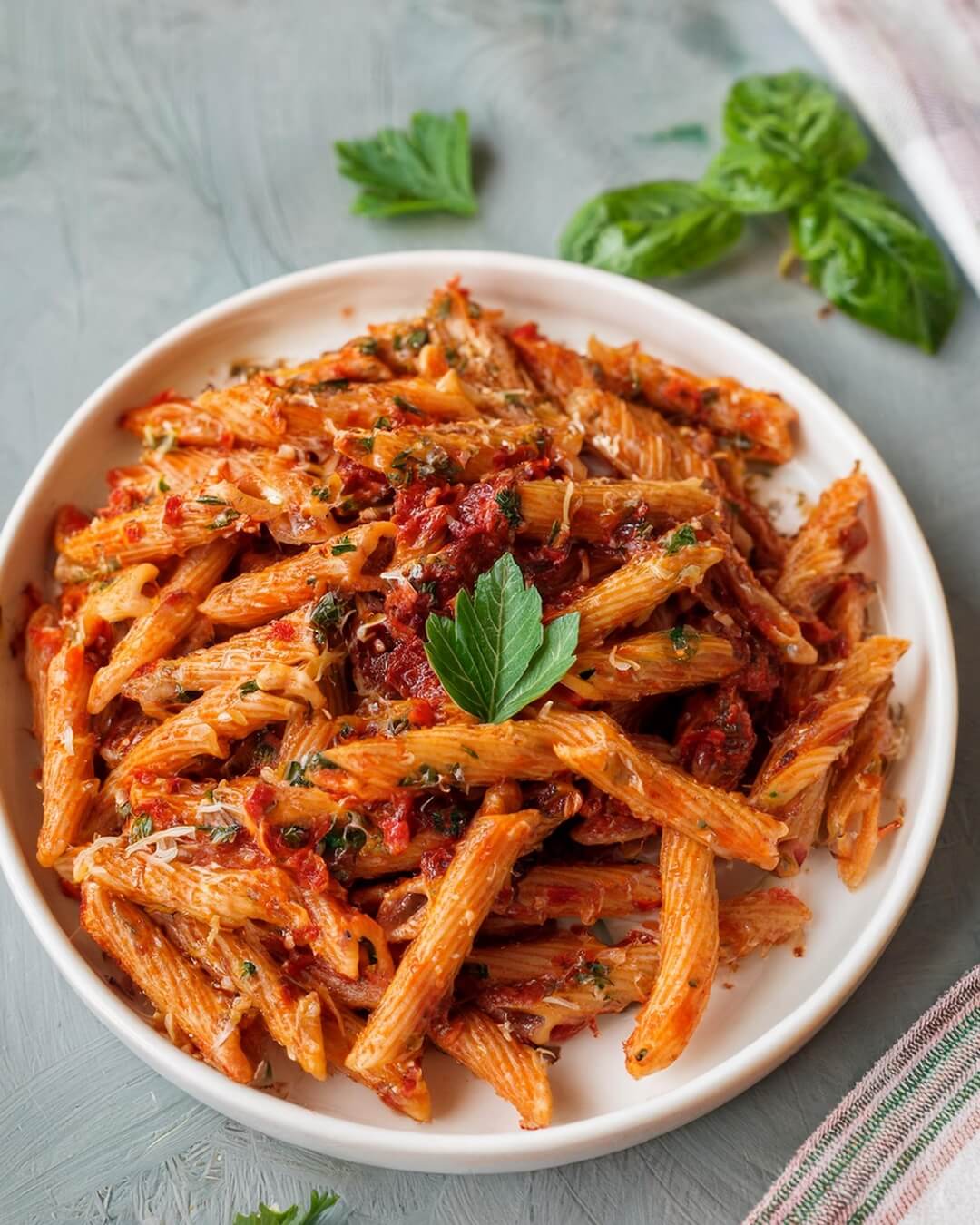 Sun-Dried Tomato Pasta combines rich, creamy sauce with the vibrant flavors of sun-dried tomatoes and fresh spinach. The tangy, savory sauce is balanced with a touch of heat, parmesan, and basil for a comforting and flavorful dish. Ideal for a quick, satisfying dinner that’s both hearty and fresh!