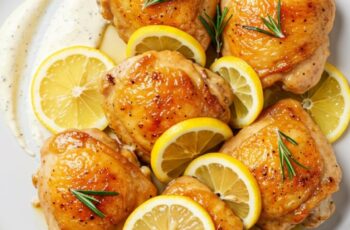 These Tuscan Lemon Chicken Thighs are pan-seared to golden perfection and simmered in a zesty lemon-herb sauce
