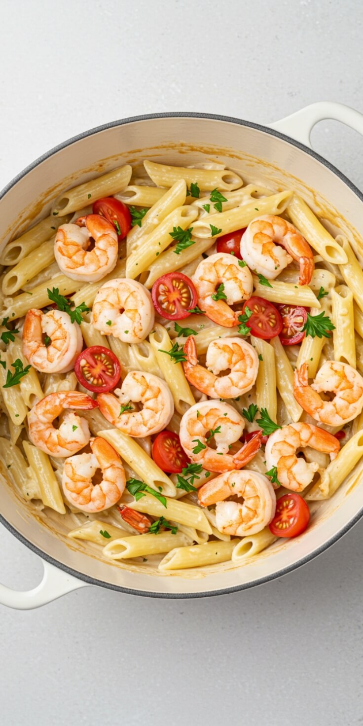 25-Minute Garlic Shrimp Alfredo, Simple and Delicious