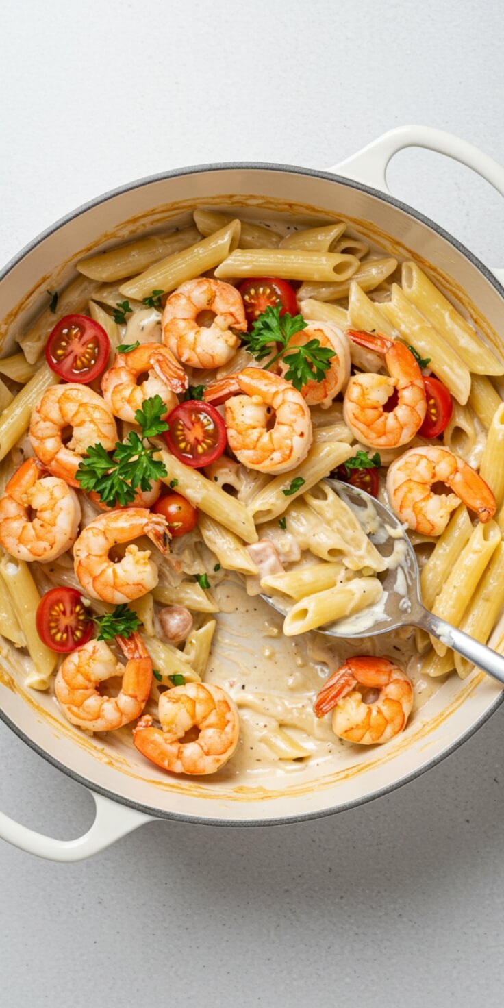 25-Minute Garlic Shrimp Alfredo, Simple and Delicious