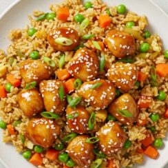 Juicy teriyaki chicken, fluffy rice, and colorful veggies come together in this quick 25-minute fried rice recipe. It’s perfect for weeknight dinners and meal prep.