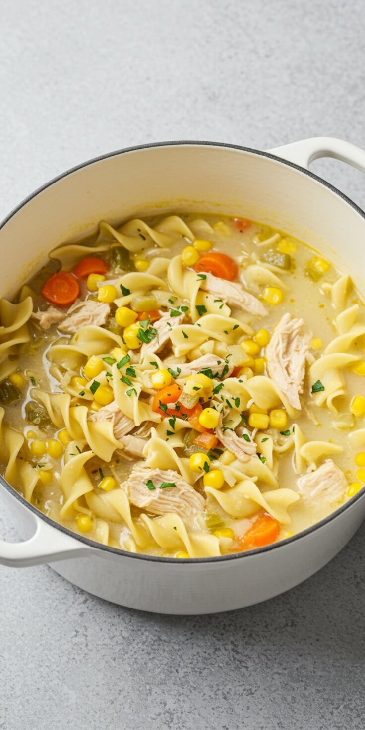 Homemade Chicken Corn Noodle Soup Recipe