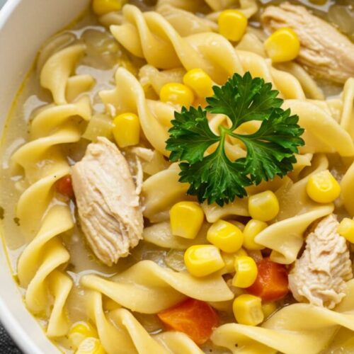 Homemade Chicken Corn Noodle Soup Recipe