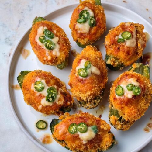 Spicy, cheesy, and packed with bold buffalo flavor, these crispy Buffalo Chicken Jalapeño Poppers are the ultimate game-day snack!