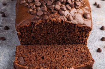 This Chocolate Loaf Cake is rich, moist, and loaded with deep cocoa flavor, melty chocolate chips, and a hint of espresso for the ultimate indulgence!