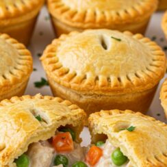 Flaky mini chicken pot pies filled with creamy chicken and veggies make the ultimate comfort food. It’s perfect for weeknight dinners and family meals.