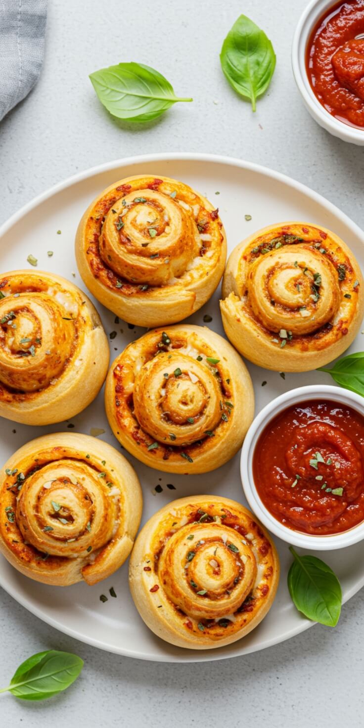These homemade pizza rolls are stuffed with gooey mozzarella, zesty marinara, and optional pepperoni for the ultimate snack.