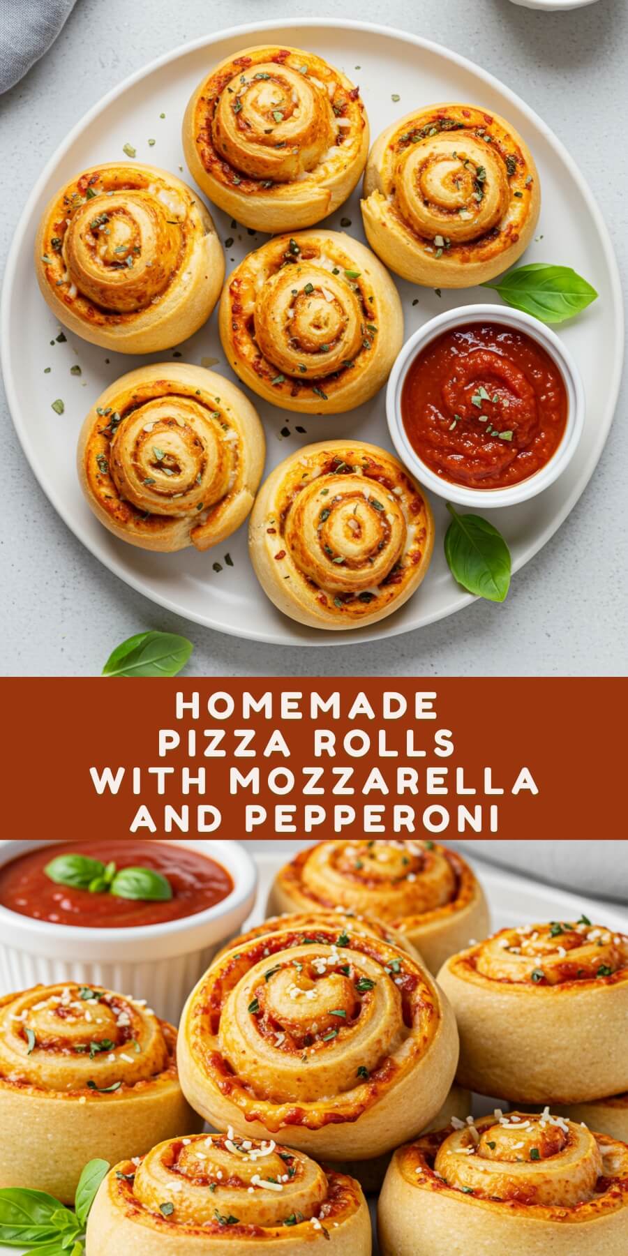 These homemade pizza rolls are stuffed with gooey mozzarella, zesty marinara, and optional pepperoni for the ultimate snack.