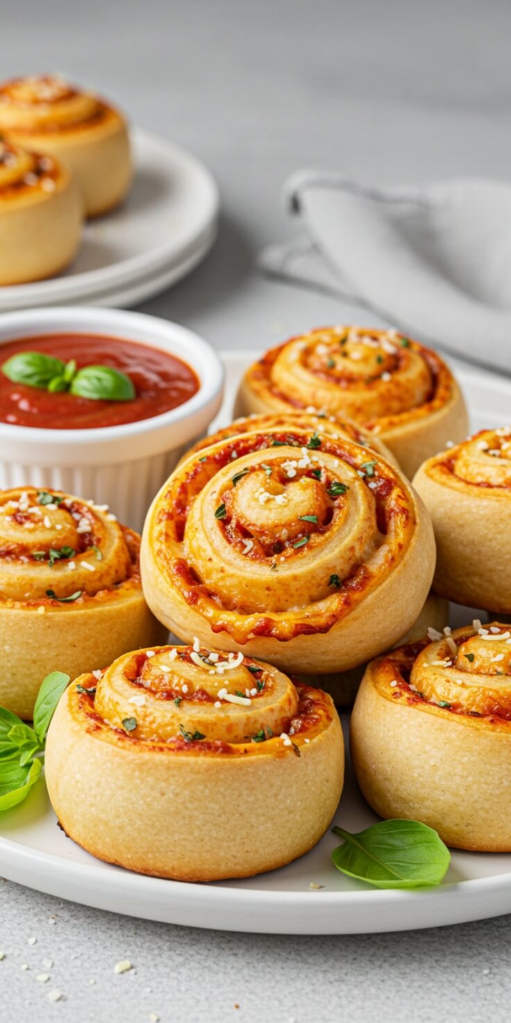These homemade pizza rolls are stuffed with gooey mozzarella, zesty marinara, and optional pepperoni for the ultimate snack.