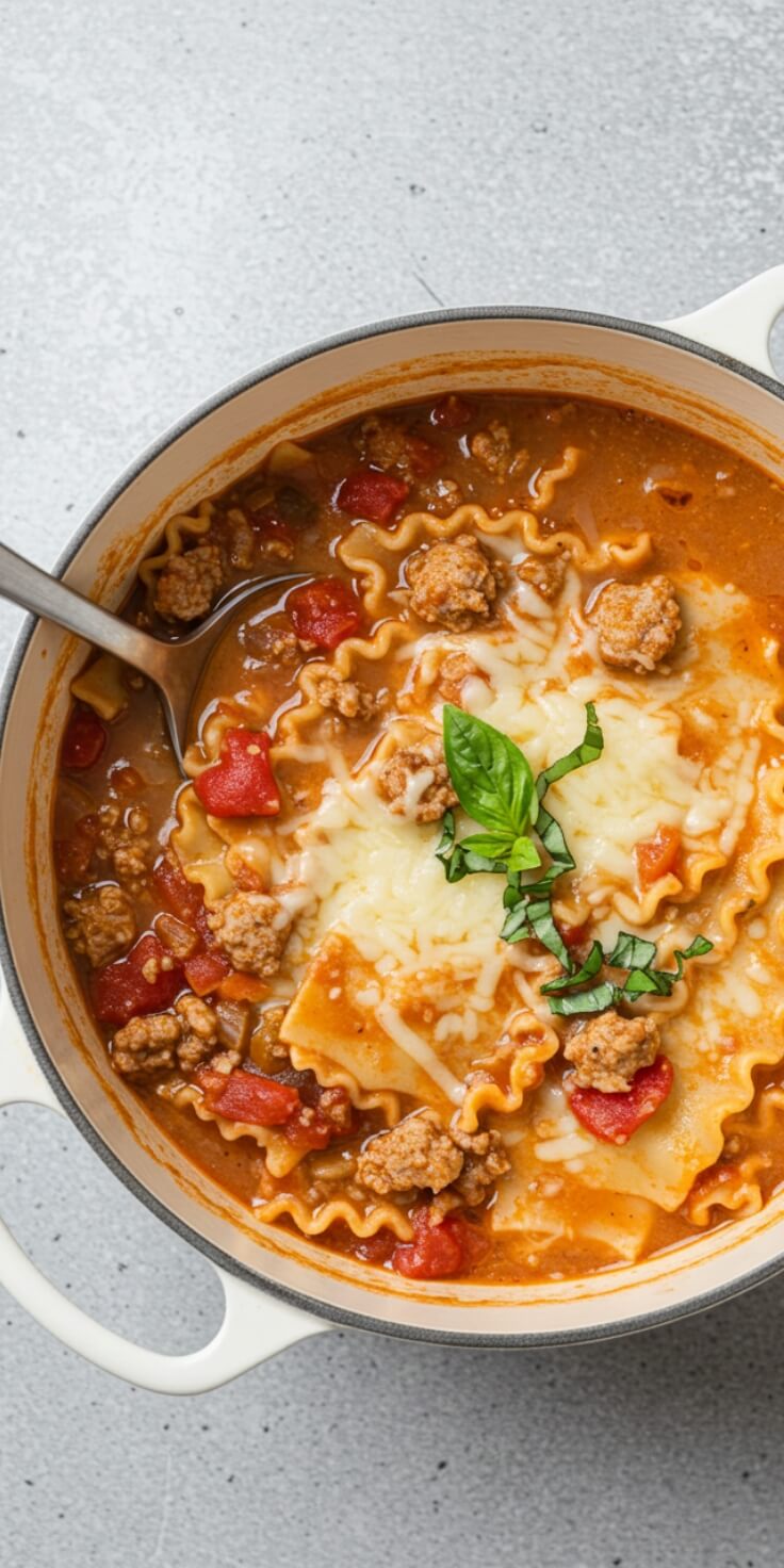 Cheesy Creamy Lasagna Soup is a delightful and comforting dish that combines all the flavors of traditional lasagna in a rich and creamy soup.