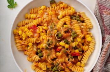 This Southwestern Corn Skillet is loaded with tender pasta, seasoned beef, zesty corn, and melty cheese for an easy, flavor-packed meal the whole family will love!