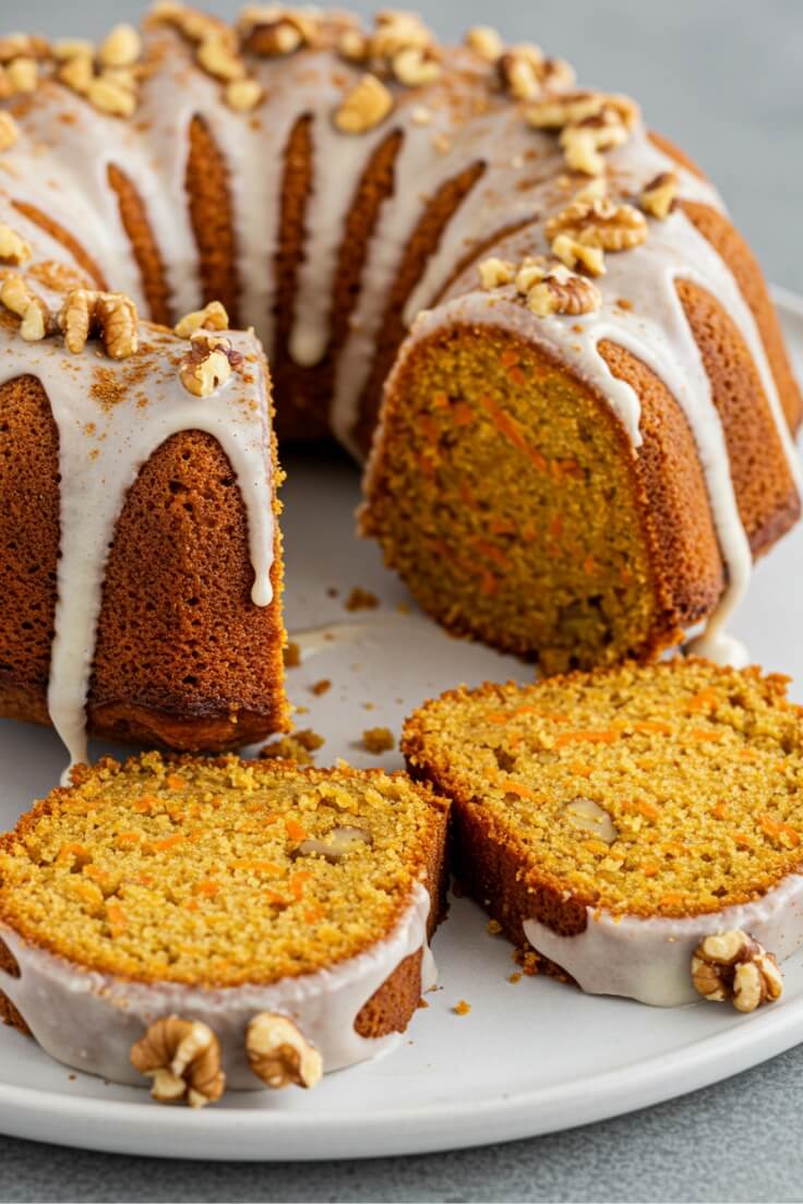 Homemade Carrot Bundt Cake with Sweet Glaze