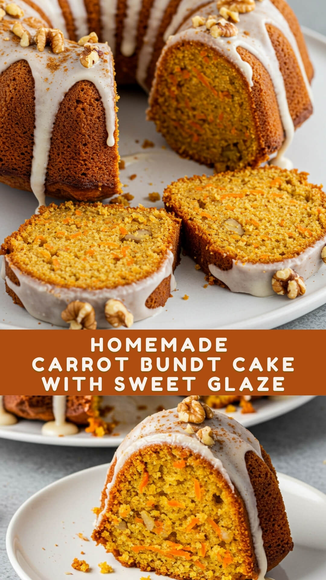 Homemade Carrot Bundt Cake with Sweet Glaze