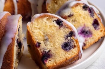 This Blueberry Bundt Cake is buttery, soft, and packed with juicy berries, finished with a sweet vanilla glaze that melts in your mouth!