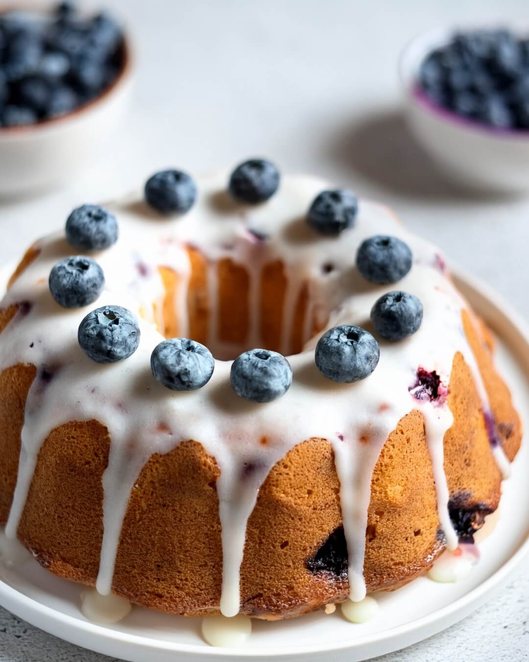 This Blueberry Bundt Cake is buttery, soft, and packed with juicy berries, finished with a sweet vanilla glaze that melts in your mouth!