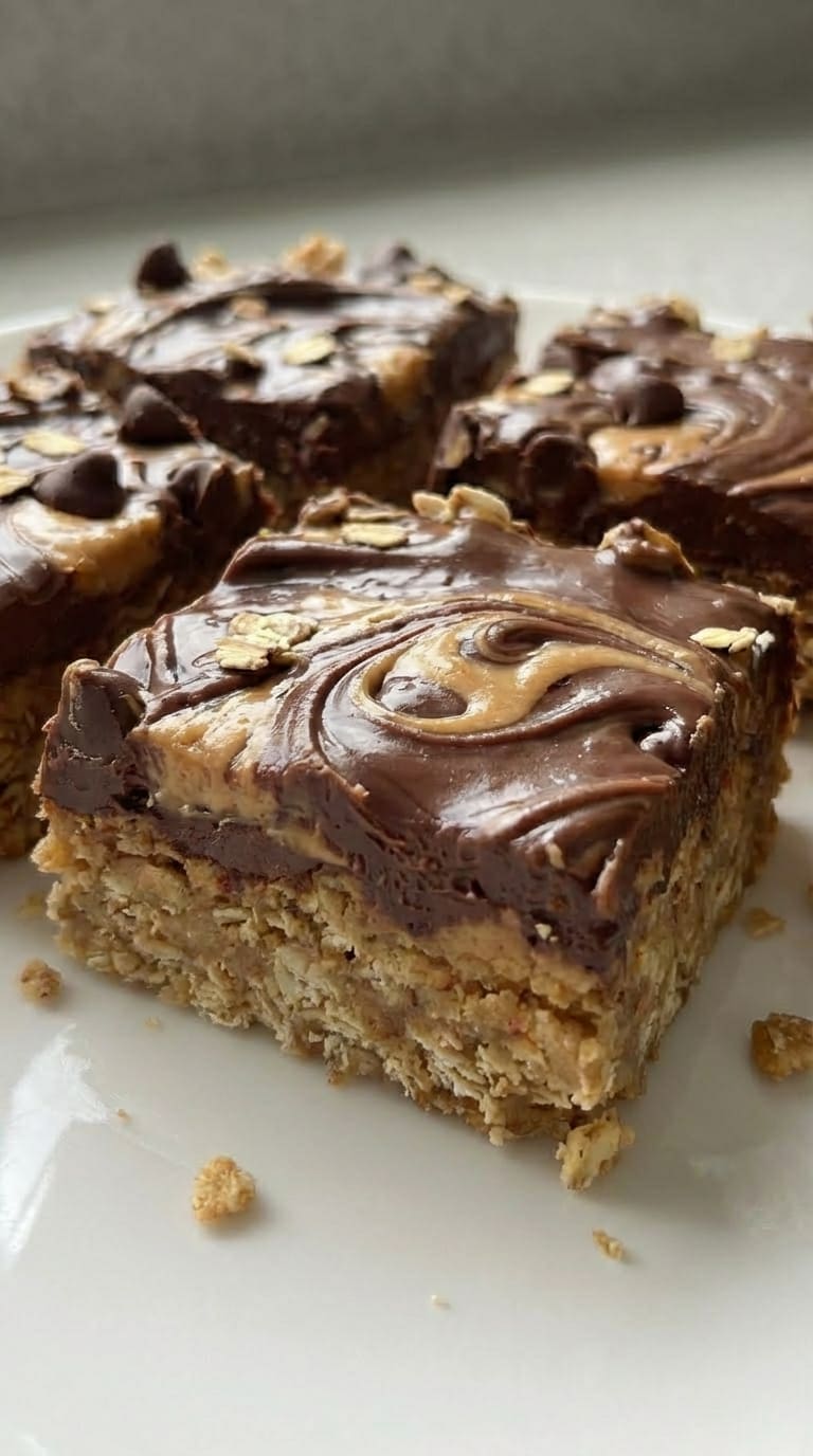 Chocolate Peanut Butter Oatmeal Bars – Easy & Delicious
