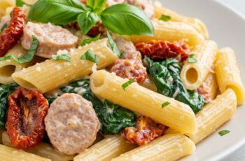 Best Creamy Tuscan Sausage Pasta with Spinach and Tomatoes