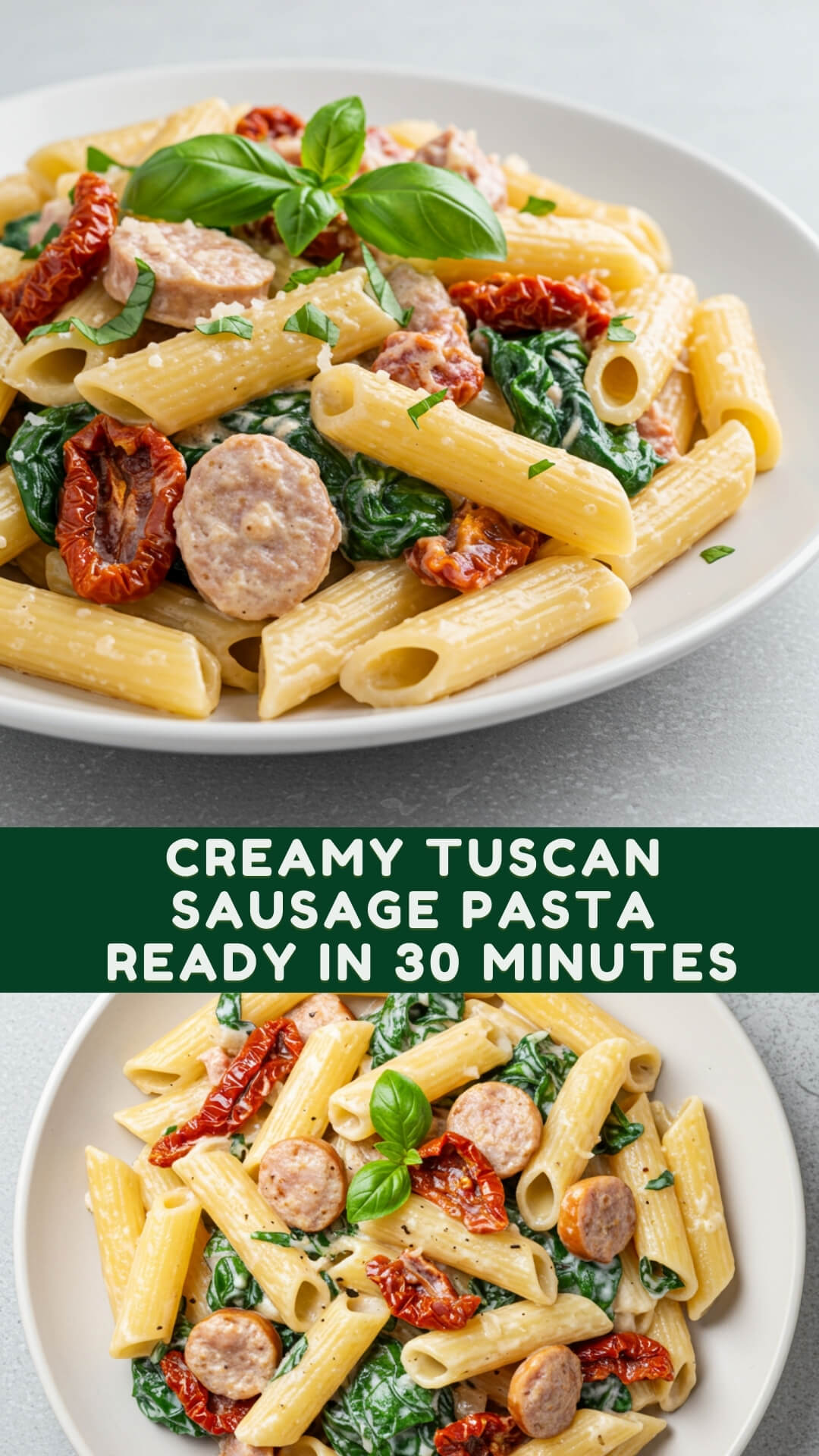 Best Creamy Tuscan Sausage Pasta with Spinach and Tomatoes