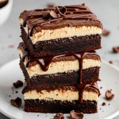 Coffee and Cream Brownies are the perfect combination of gooey chocolate brownies, creamy coffee buttercream, and a fudgy glaze. These layered brownies offer a delightful mix of textures and flavors, making them an irresistible dessert.