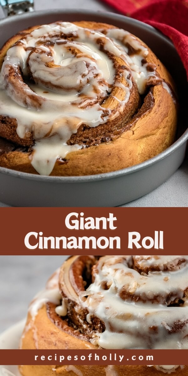 Giant Cinnamon Roll with Cream Cheese Frosting is the ultimate cozy indulgence—a supersized version of the classic breakfast favorite, swirled with cinnamon sugar and topped with rich, tangy cream cheese frosting. This stunning treat is soft, gooey, and perfect for sharing!