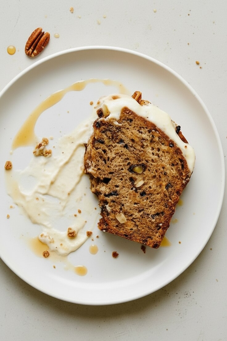 Moist and rich Banana Pecan Bread with a creamy cream cheese layer. Sweet bananas, crunchy pecans, and soft crumb make this loaf irresistible.